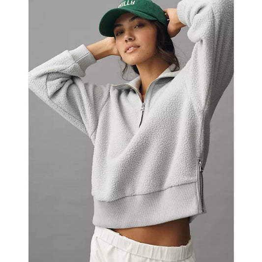 Varley Roselle Half Zip Fleece Pullover Sweatshirt Gray XS