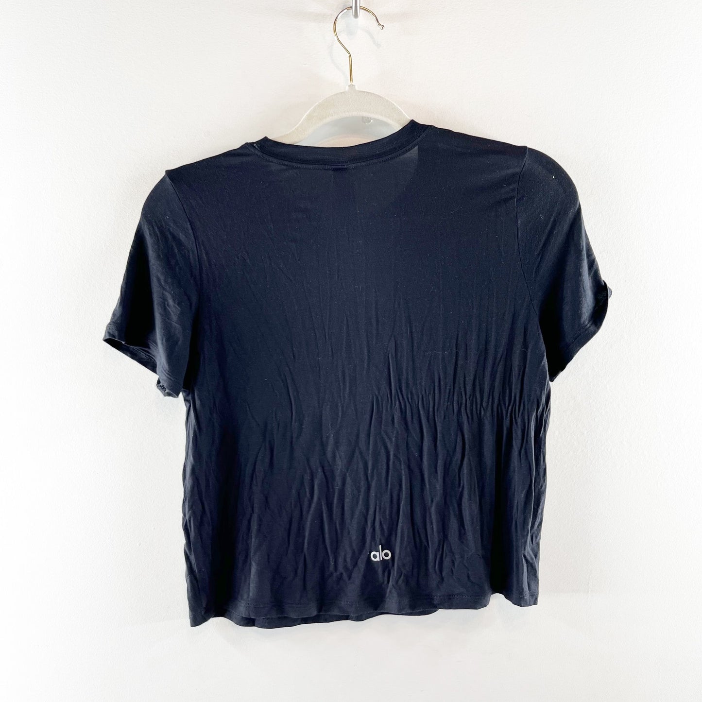 Alo Cropped All Day Short Sleeve Basic T-Shirt Black XS