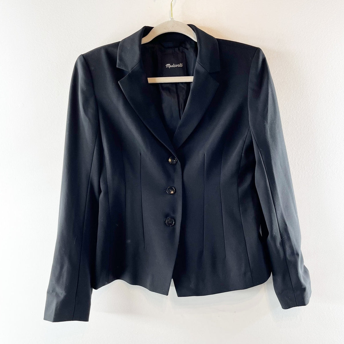 Madewell Long Sleeve Notch Lapel Single Breasted Blazer Jacket Black 2