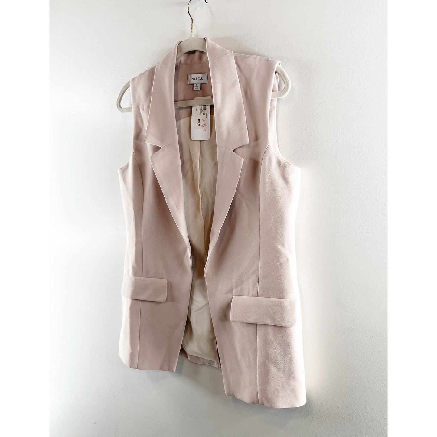 Evereve Winona Open Longline Blazer Vest in Dusty Rose Pink Small
