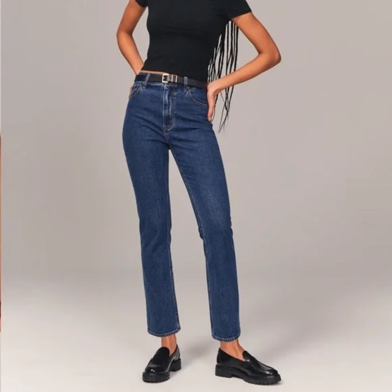 Abercrombie & Fitch The '90s Straight Ultra High Rise Straight Leg Jeans Blue 8