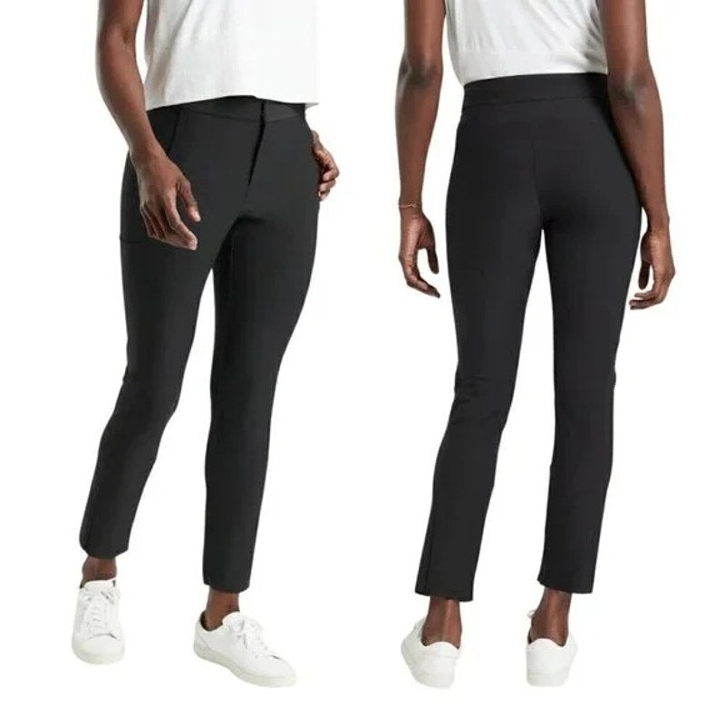 Athleta High Rise Stellar Skinny Ankle Trouser Pants Black 14