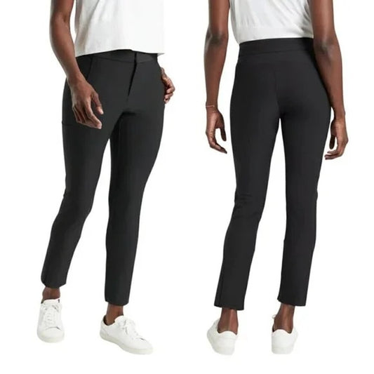 Athleta High Rise Stellar Skinny Ankle Trouser Pants Black 14