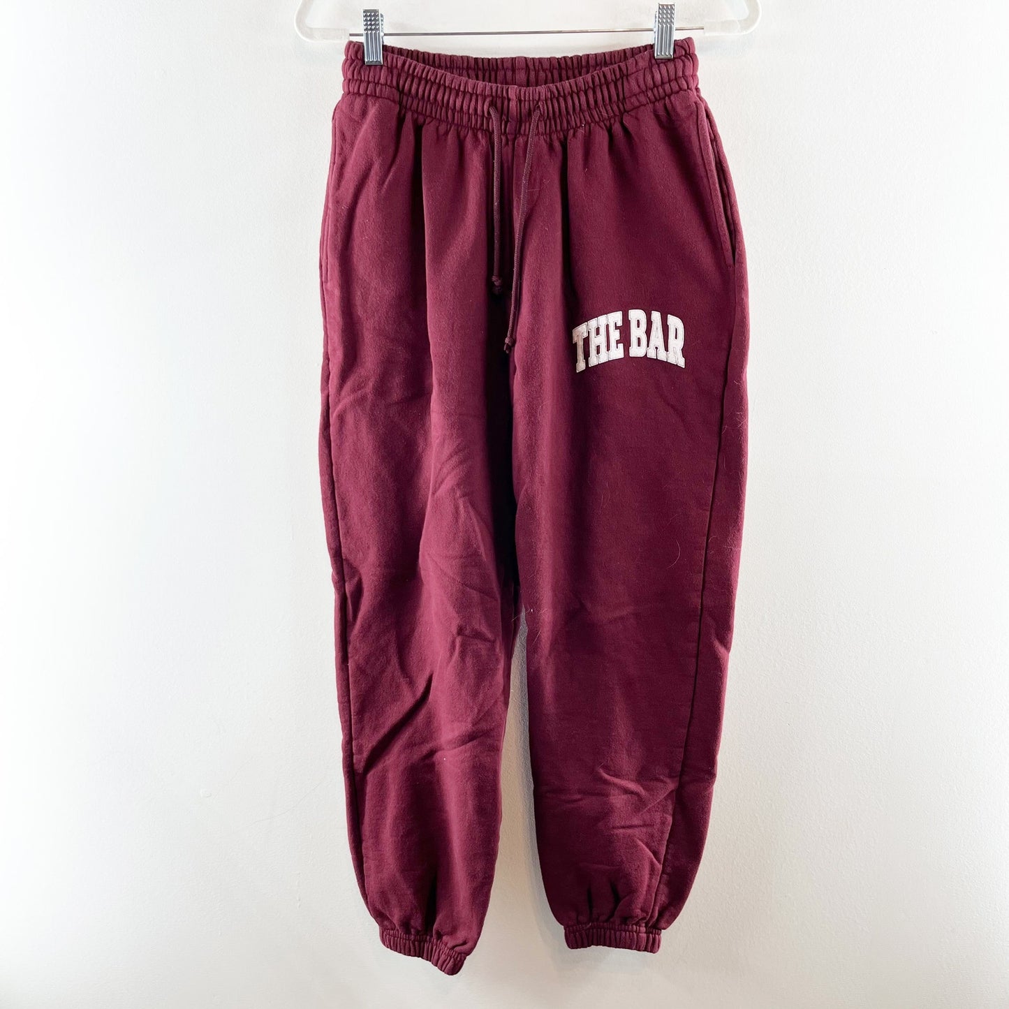 The Bar Varsity Jogger Sweatpants Maroon Red Small