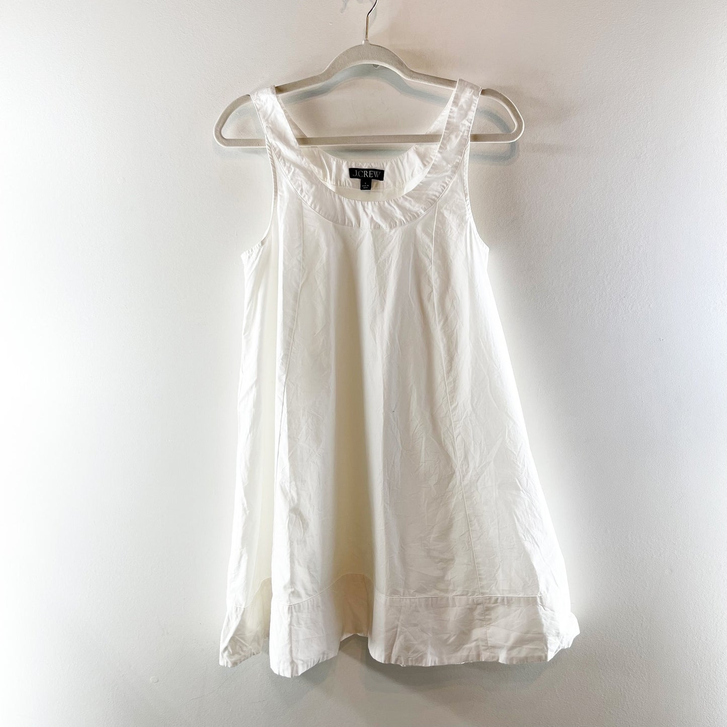 J.Crew Scoopneck Shift Dress in Cotton Poplin White Small