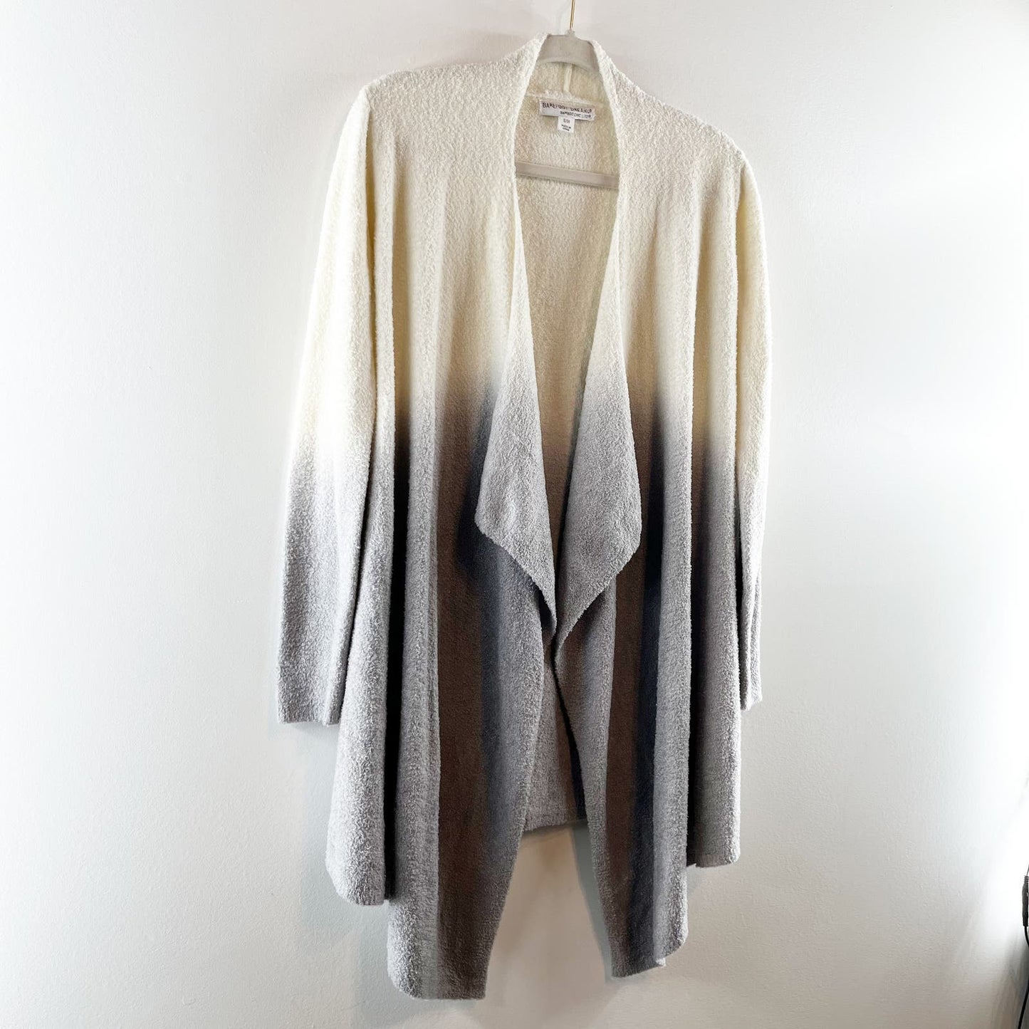 Barefoot Dreams Bamboo Chic Calypso Knit Cardigan Wrap Sweater Ombre White Gray