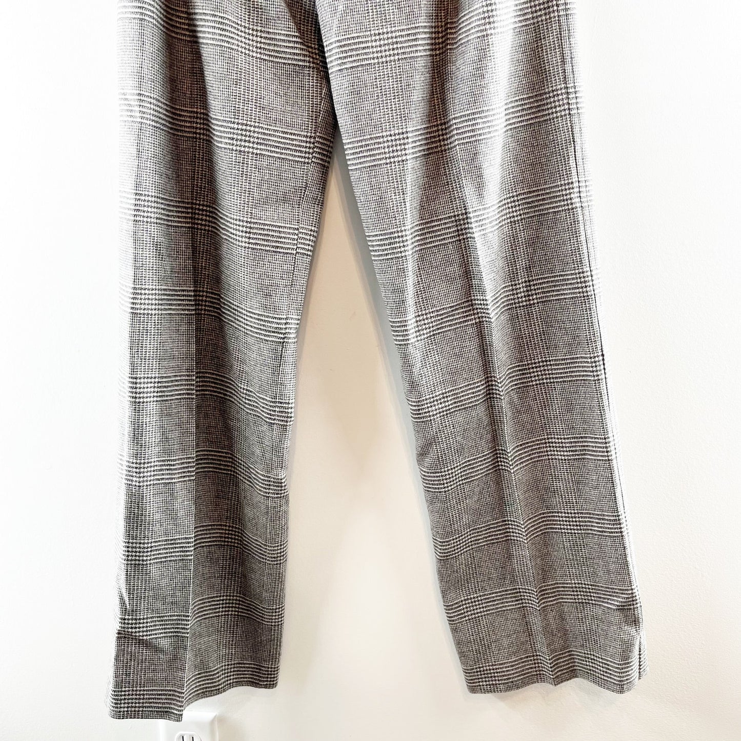 Weekend Max Mara Houndstooth Plaid Mid Rise Wide Leg Trouser Pants Gray US 8