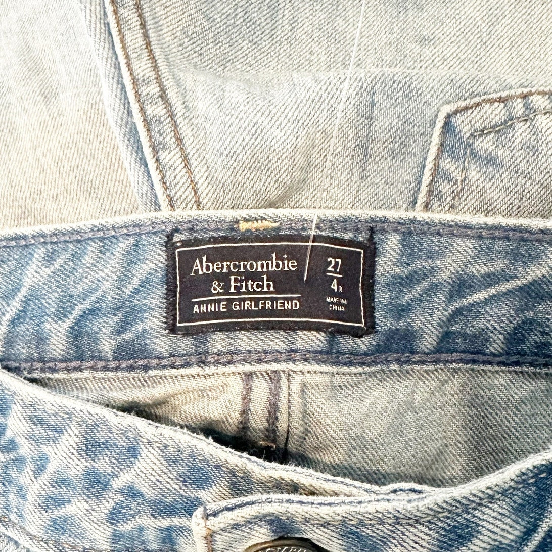 Abercrombie & Fitch Annie Girlfriend High Rise Distressed Jeans Blue 4