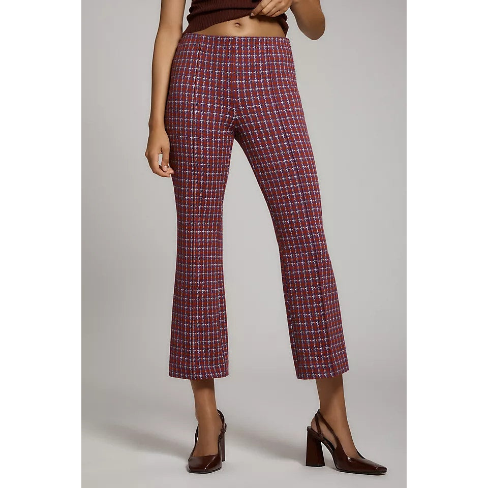 Maeve The Margot High Waisted Kick-Flare Cropped Pants Purple Red Small