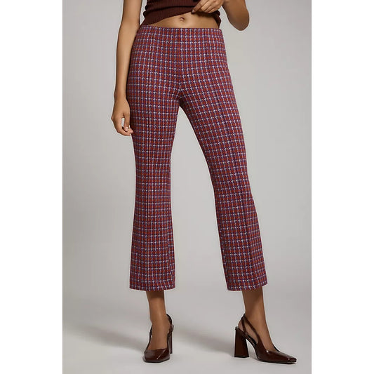 Maeve The Margot High Waisted Kick-Flare Cropped Pants Purple Red Small