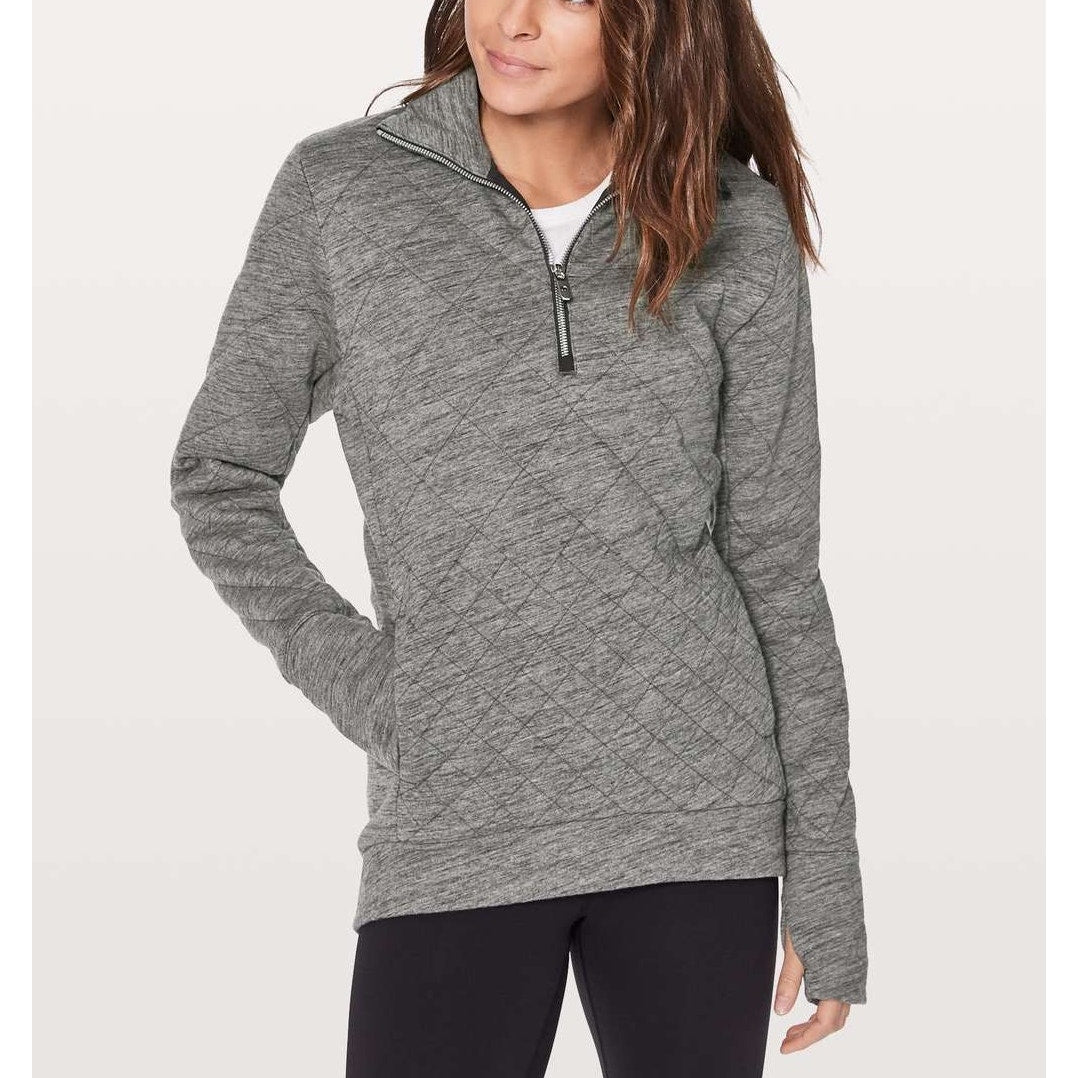 Lululemon Forever Warm Pullover Sweatshirt Heathered Core Dark Gray 10