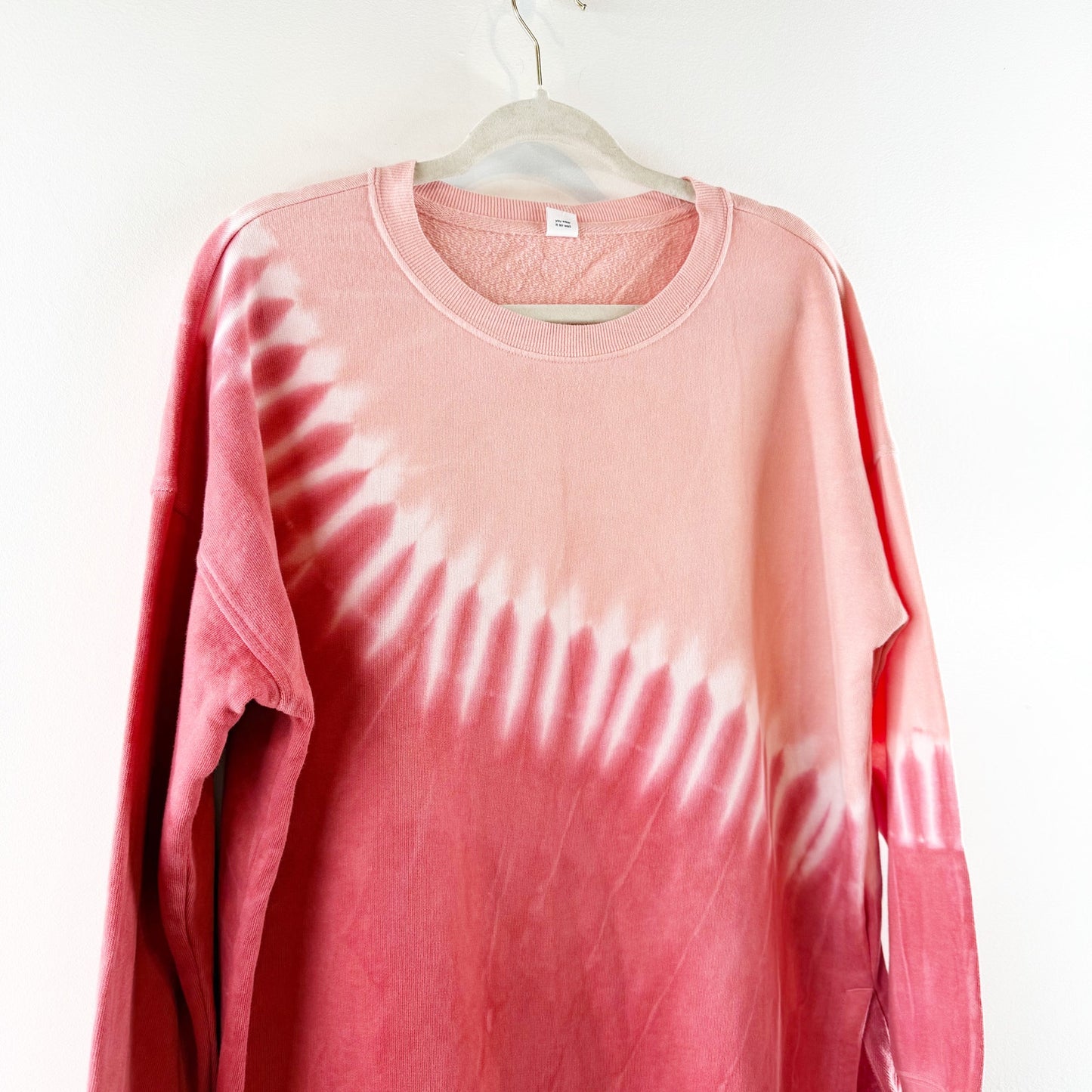 Old Navy Oversized Garment Dyed Tie Dye Sweatshirt Pink Red Medium