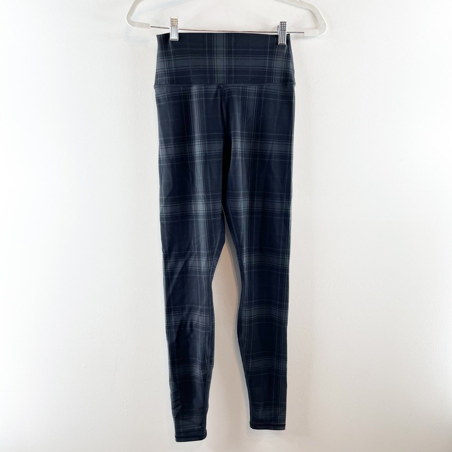 Alo Yoga Plaid High Rise Vapor Full Length Leggings Black Gray Small