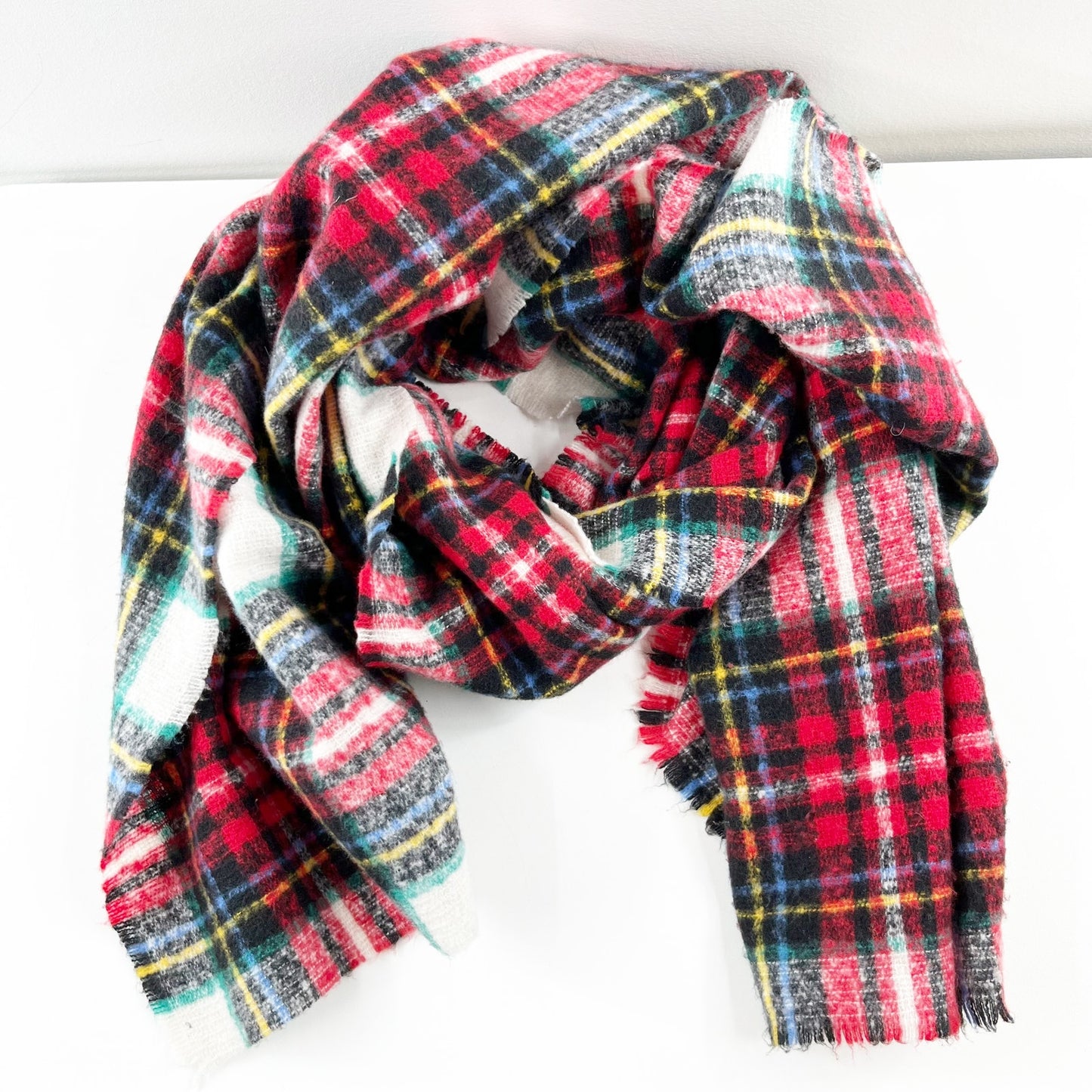 Old Navy Tartan Plaid Flannel Wrap Blanket Scarf Red Green White