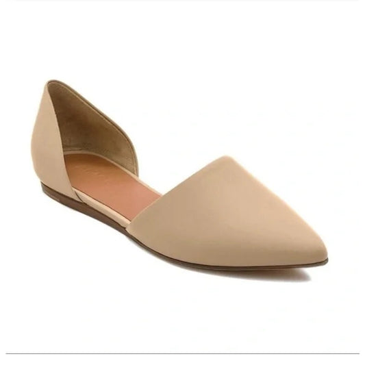 Vince Nina Leather Slip On Pointed Toe D'Orsay Flats Nude Beige Tan 8