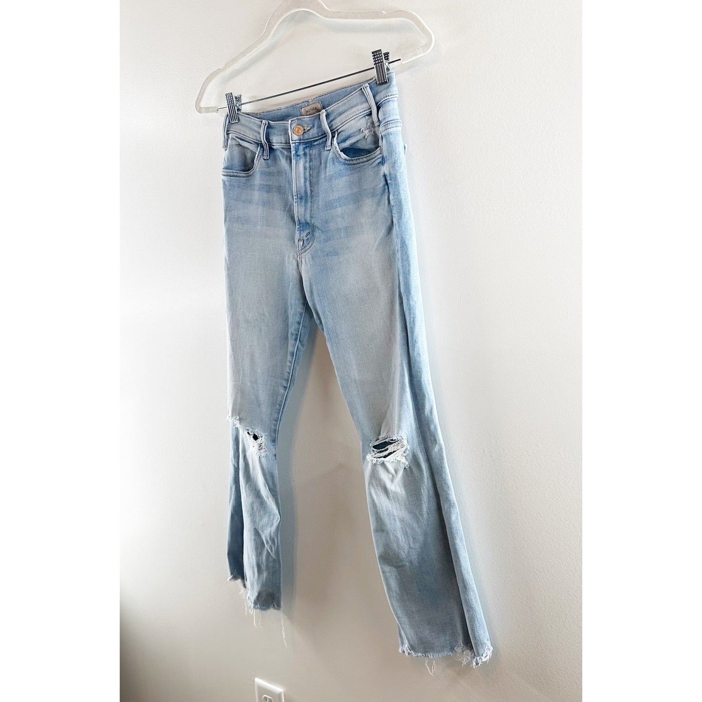 Mother The Hustler Ankle Chew Cropped Jeans Petal Plucker Blue 27 / 4