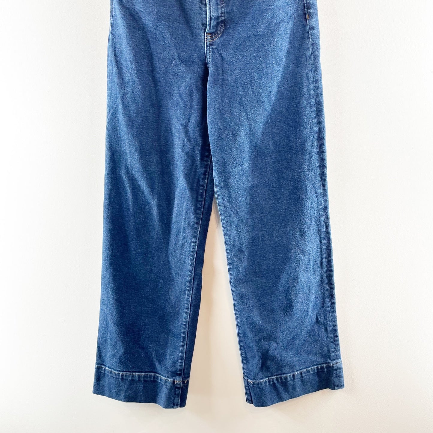 Express High Rise Wide Leg Trouser Jeans Dark Wash Blue 4 Petite