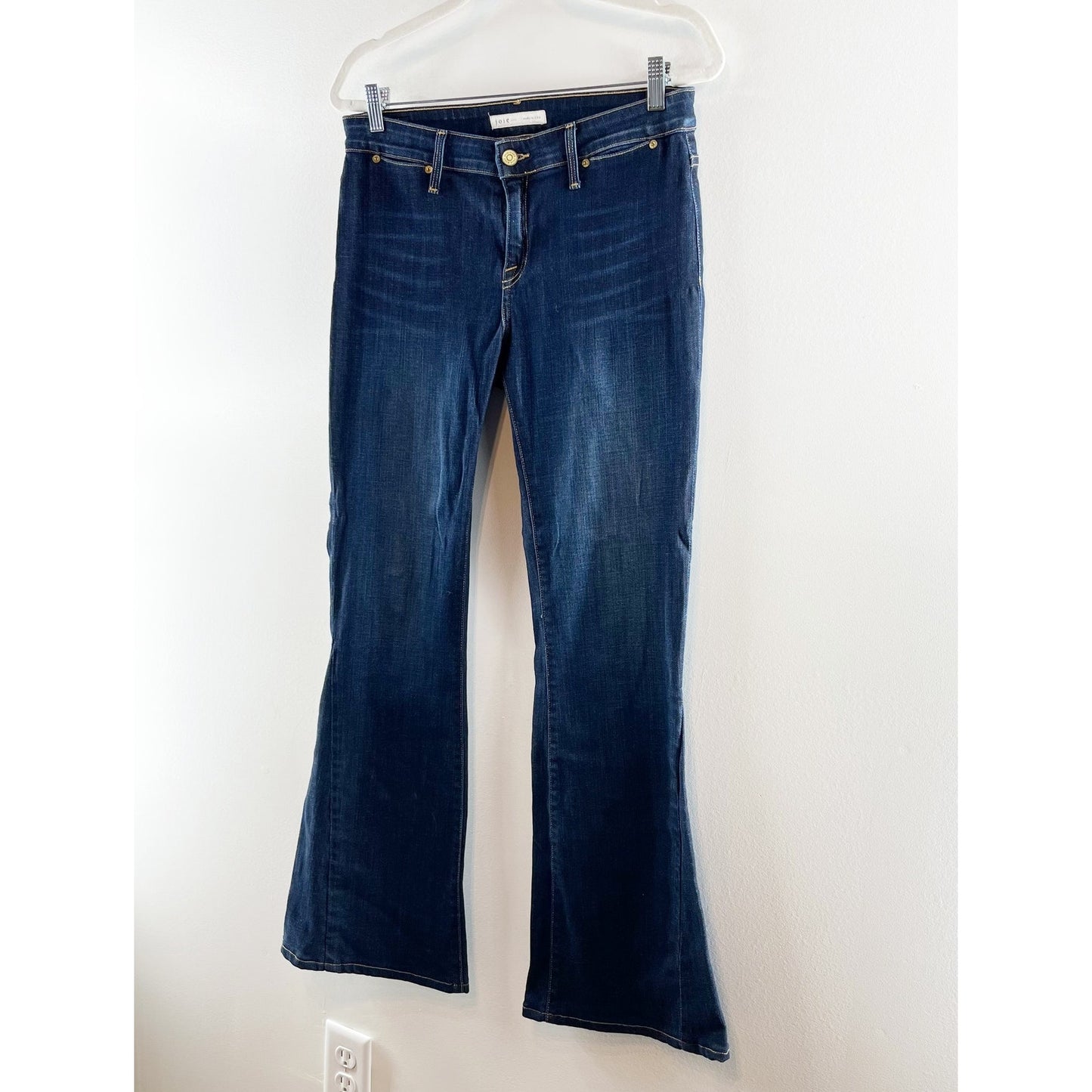 Joie Ravine Mid Rise Whiskered Denim Flare Leg Jeans Blue 29 / 8