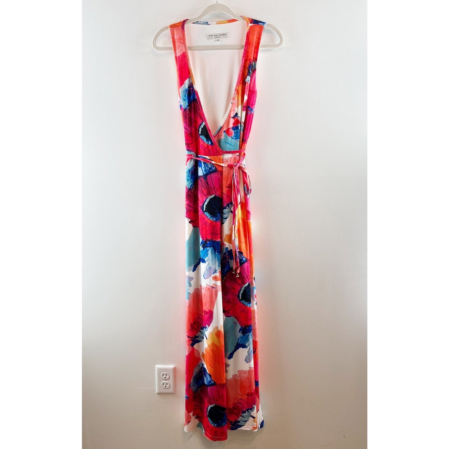 Trina Turk Sleeveless Floral Wrap Maxi Dress Pink 4