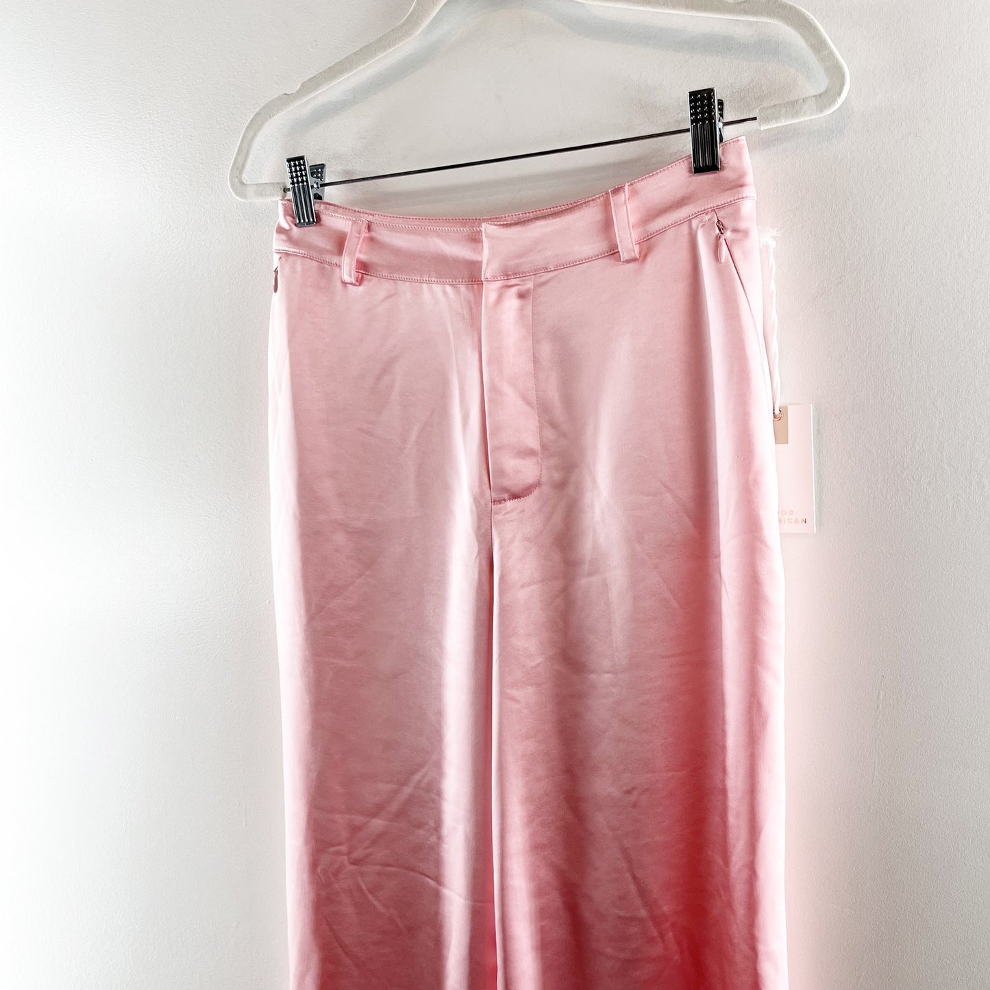 Good American High Rise Satin Trouser Pants Bubble Pink 0 / 25