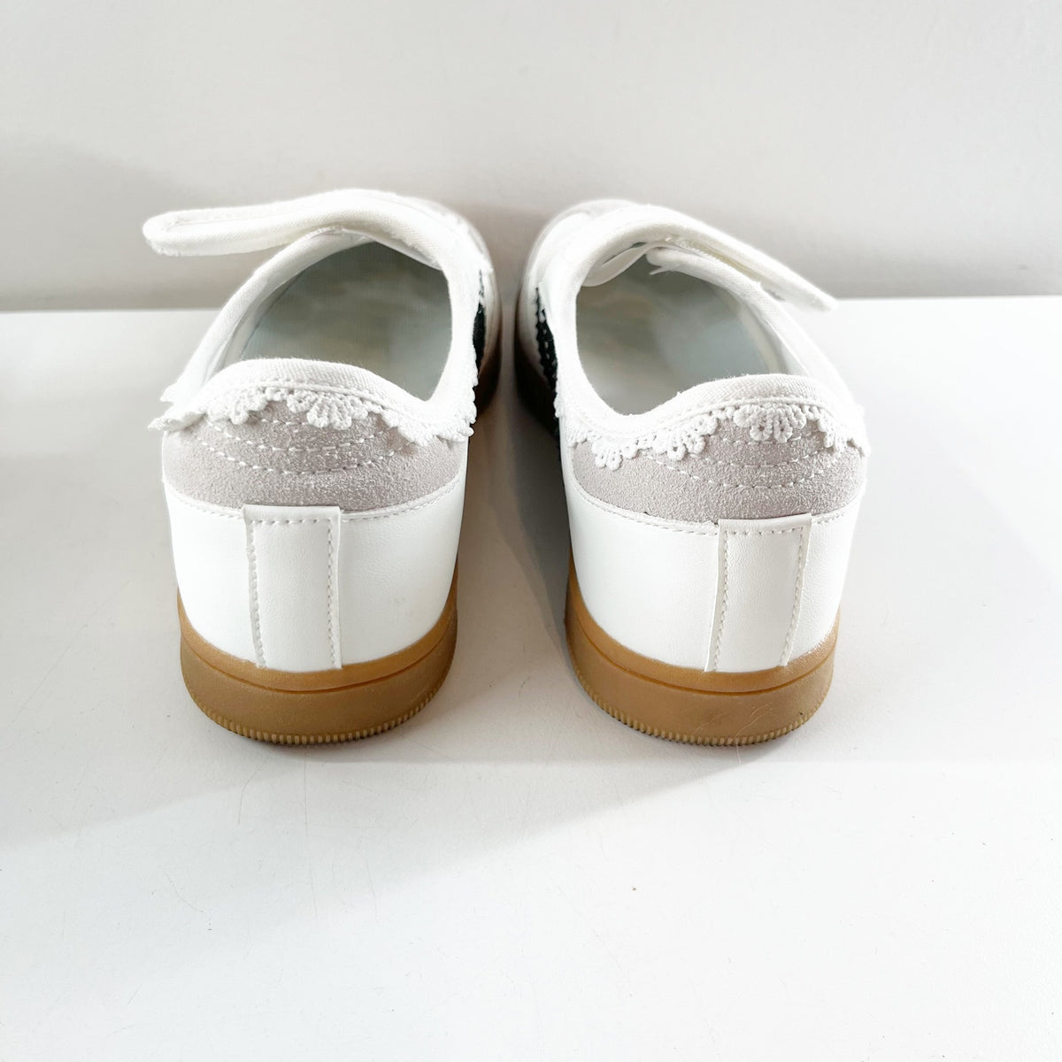 Leying Sporty Striped Ballet Flat Mary Jane Shoes Sneakers White Black 6