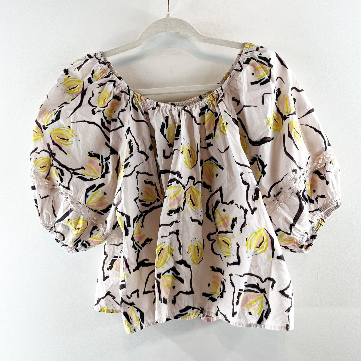 Velvet by Graham & Spencer Off The Shoulder Elbow Length Puff Sleeve Top White