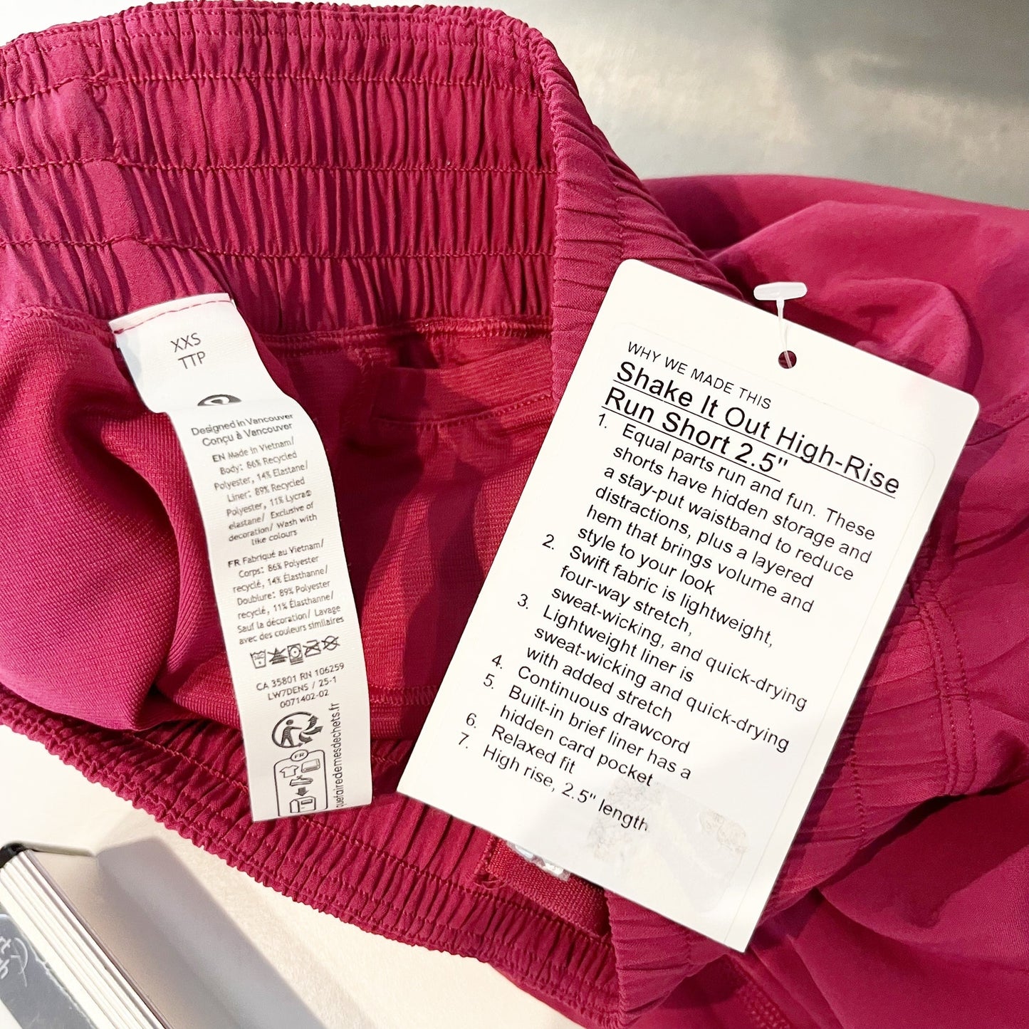 Lululemon Shake it Out High Rise Running Shorts 2.5" Magenta Smoke Maroon XXS