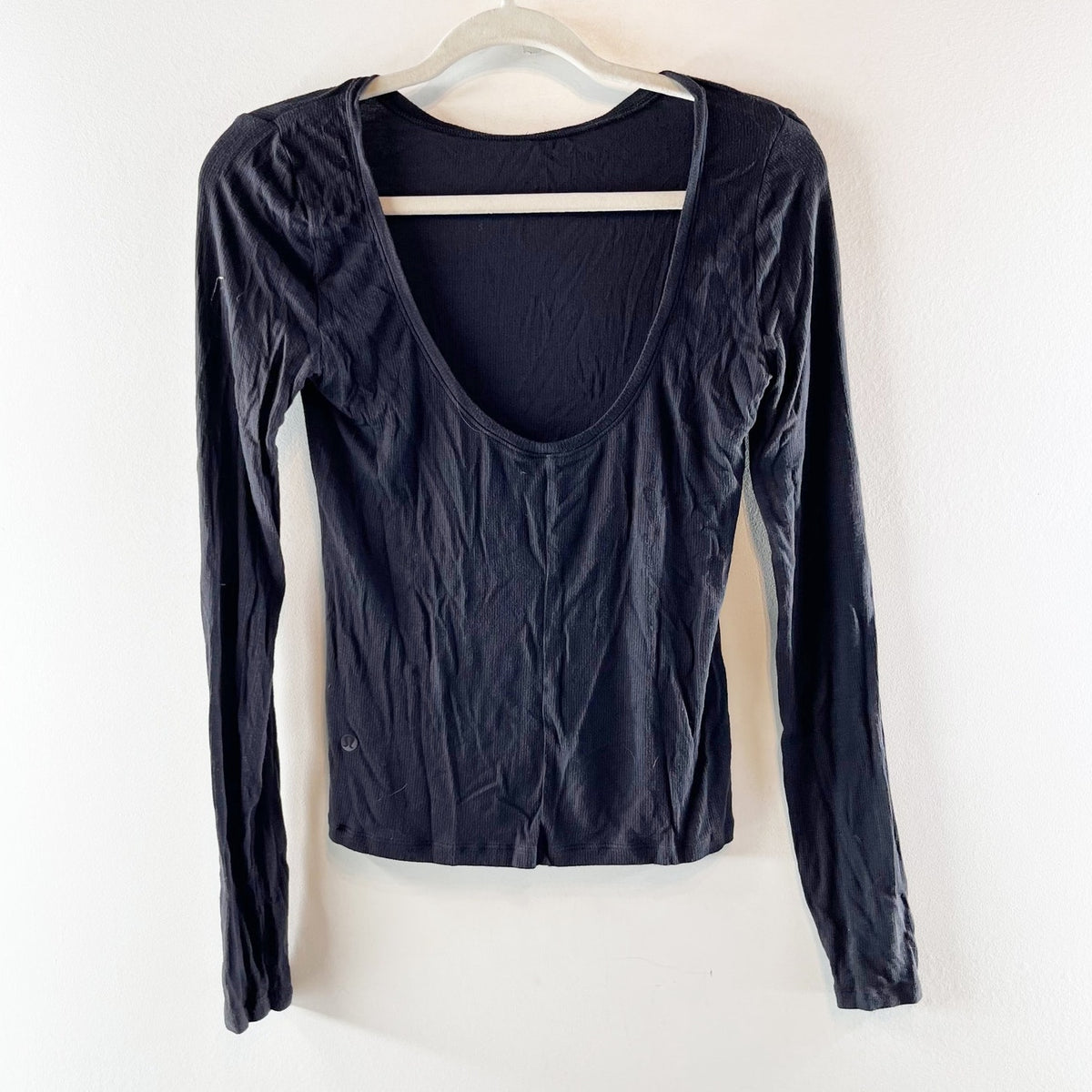 Lululemon Ribbed Soft Long Sleeve Crewneck Tee Top Black 6