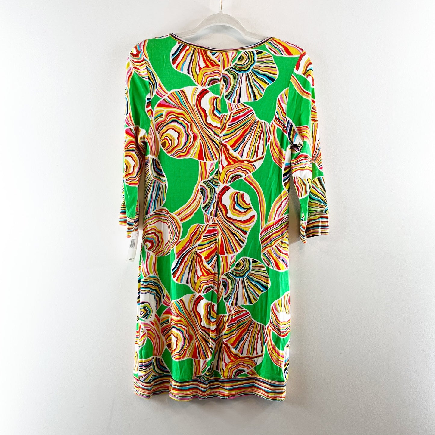 Trina Turk Camellia Printed 3/4 Sleeve Sheath Mini Dress Green Multi 4