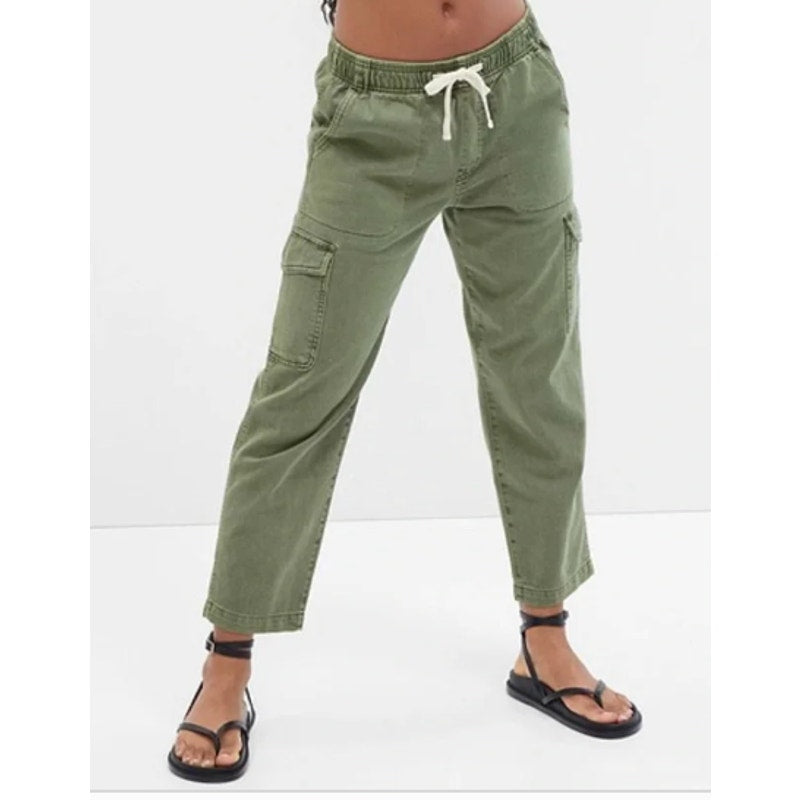 GAP Easy Jean High Rise Cargo Cotton Ankle Pants Green Large