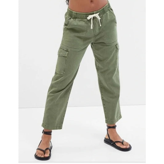 GAP Easy Jean High Rise Cargo Cotton Ankle Pants Green Large