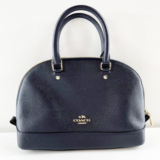 Coach Mini Sierra Leather Satchel Dome Purse Navy Blue