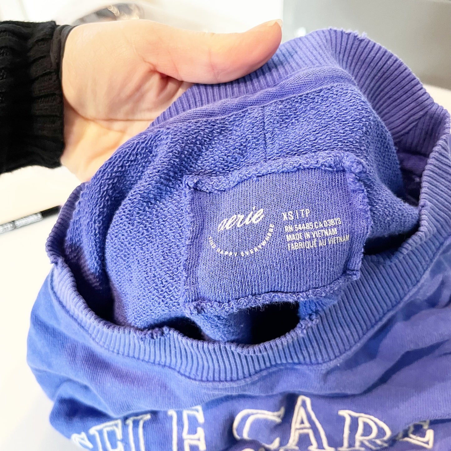 Aerie Self Care Club Oversized Pullover Graphic Sweatshirt Blue Periwinkle XS