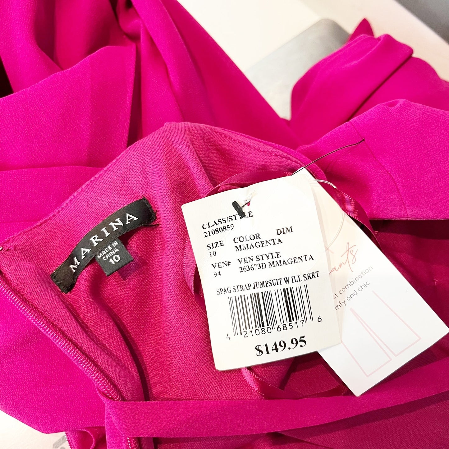 Marina Wide Leg Slit One Piece Jumpsuit With Illusion Skirt Magenta Pink 10