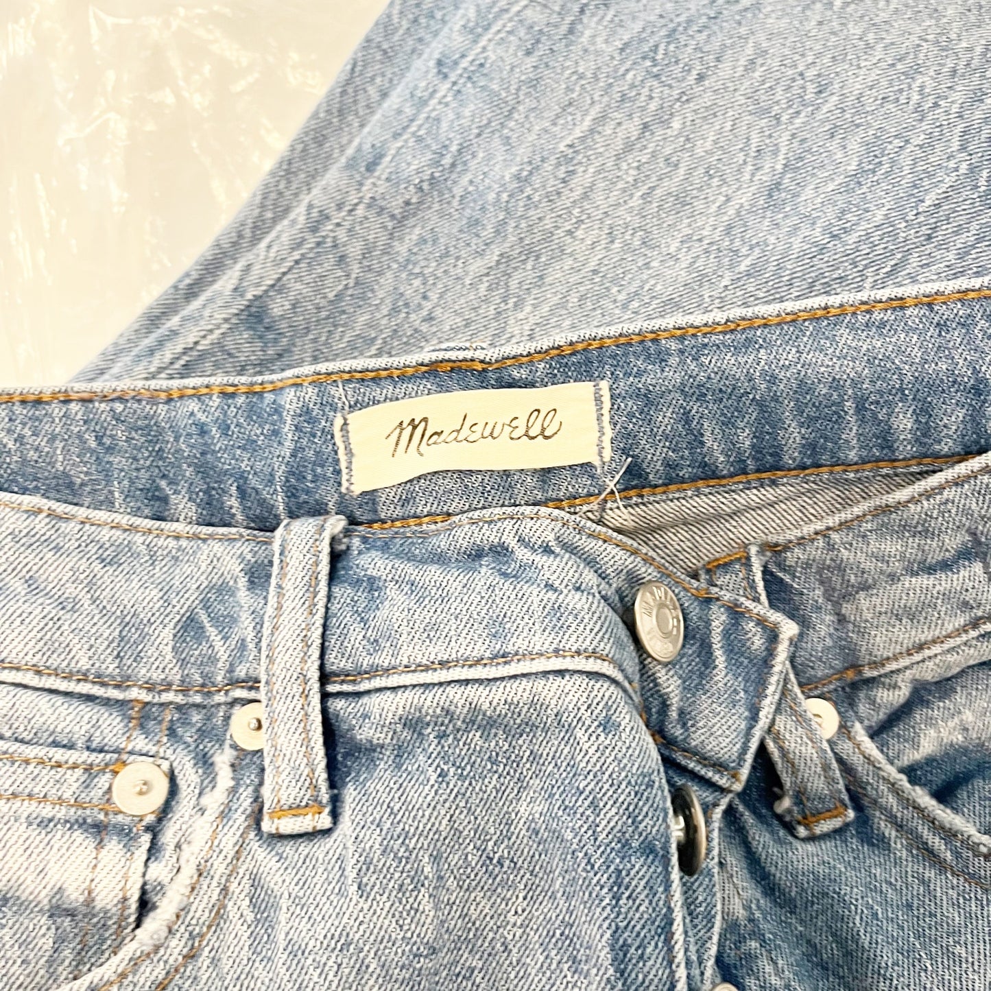 Madewell Mid Rise Cali Demi Boot Cropped Kick Flare Button Fly Jeans Blue 25