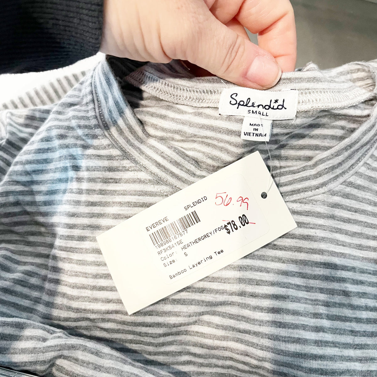Splendid Gray Striped Bamboo Long Sleeve Tee Top Small