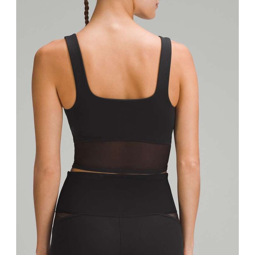 Lululemon Wunder Train Mesh Panel Crop Tank Top Black 6
