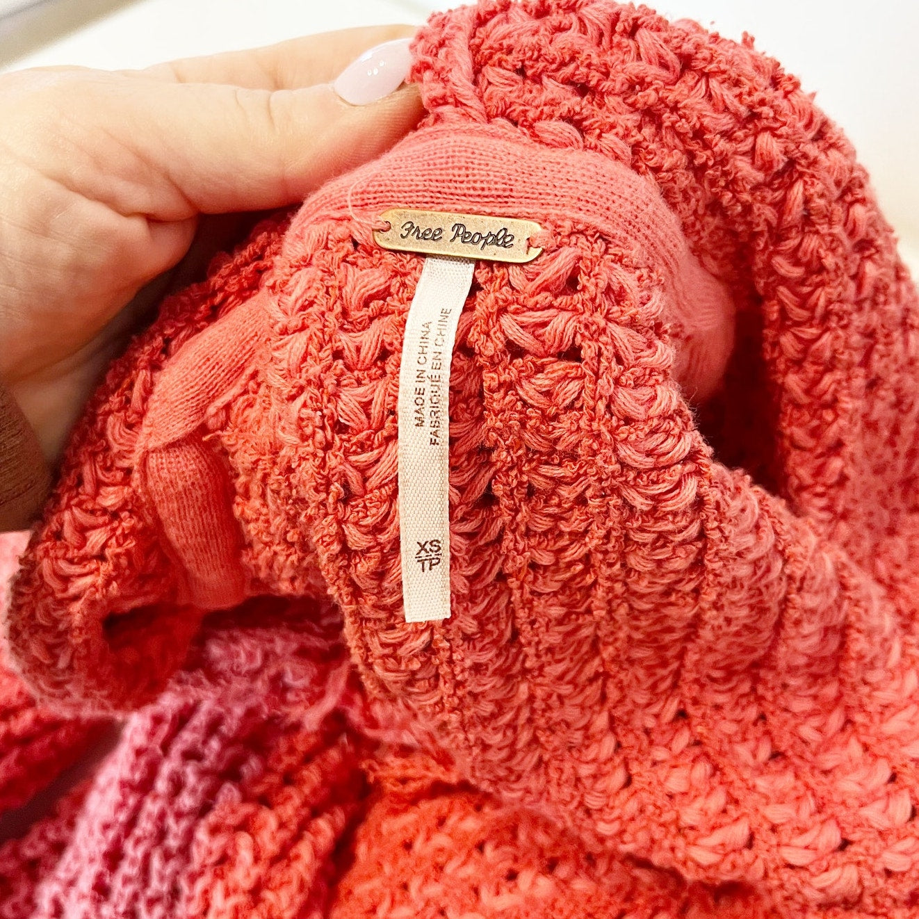 Free People I'll Be Around Chunky Fringe Cardigan Sweater Coral Pink XS