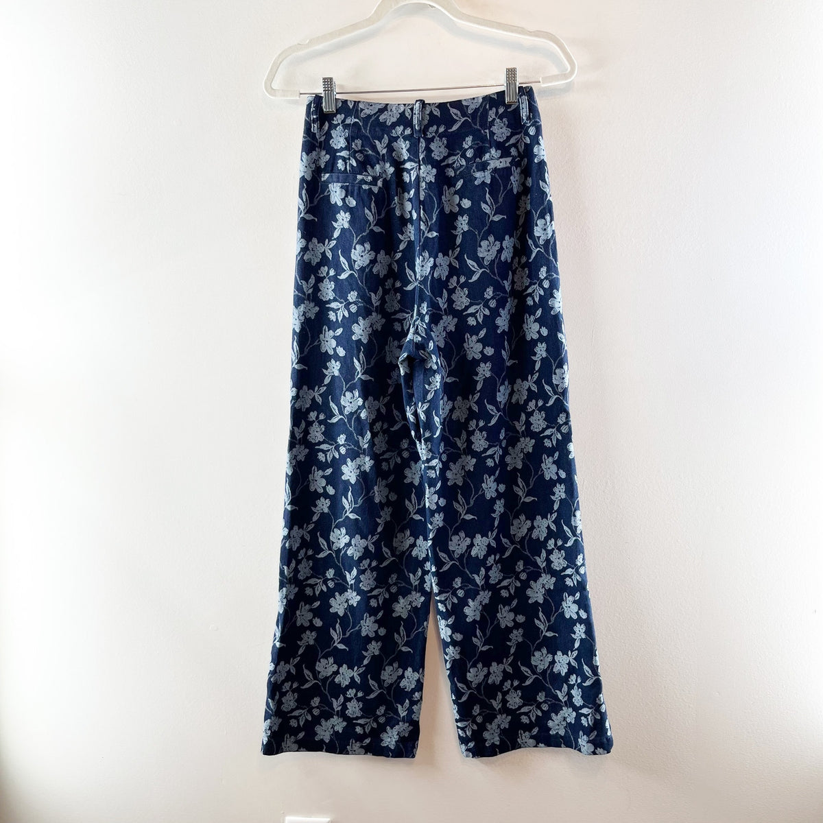 The Korner High Rise Floral Print Wide Leg Jeans Blue 2