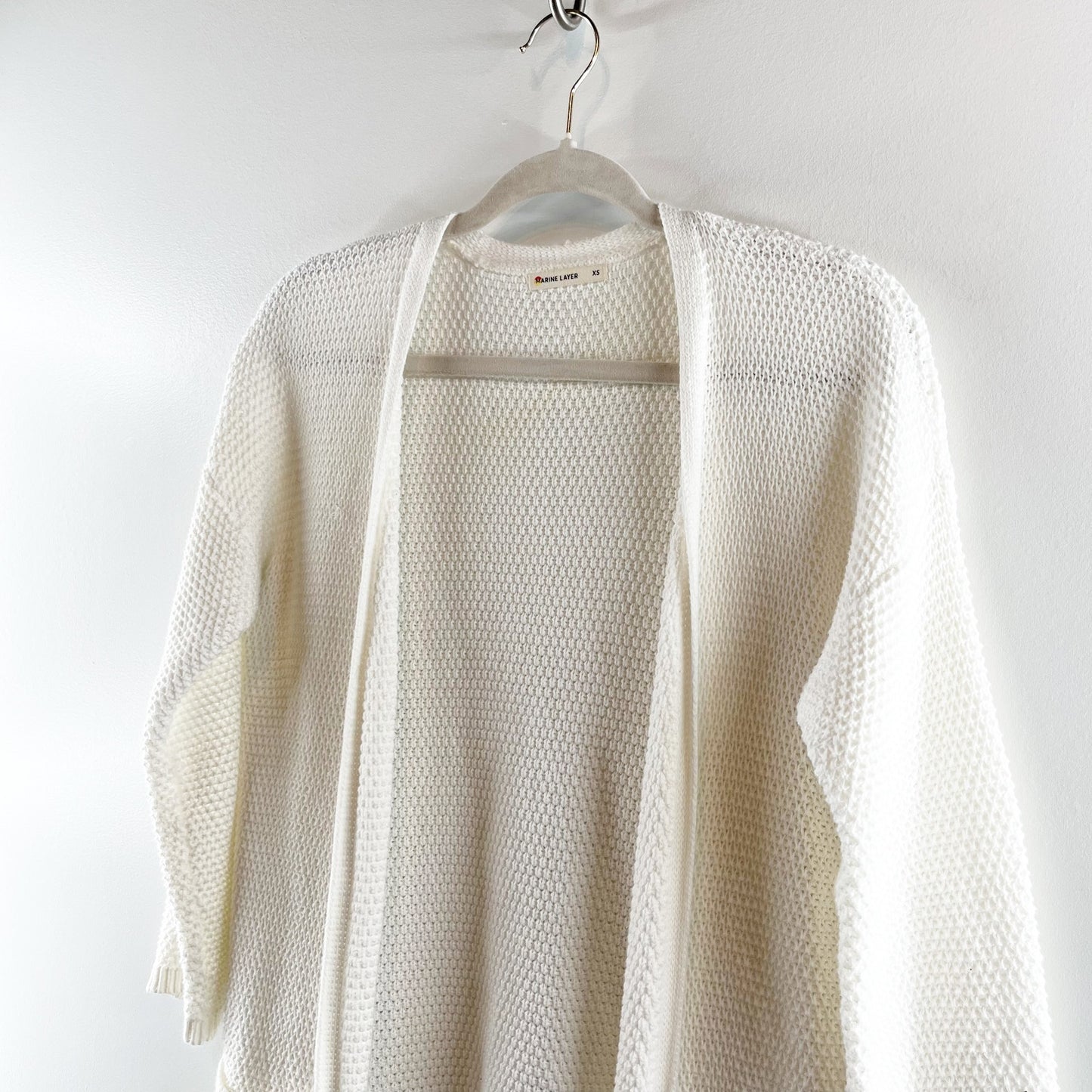 Marine Layer Long Sleeve Open Front Textured Cotton Catalina Cardigan Sweater XS