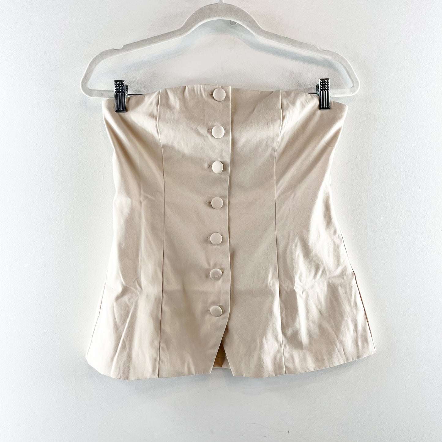All the Ways Olivia Button-Front Strapless Tube Tank Top Cream Medium