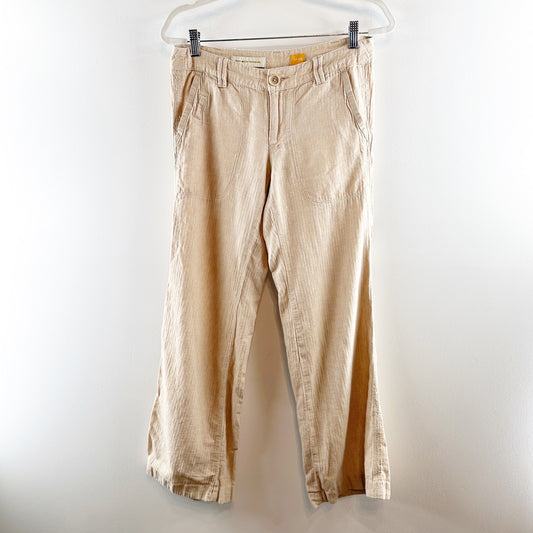 Pilcro and the Letterpress Mid Rise Linen Cotton Relaxed Khaki Pants Tan 4