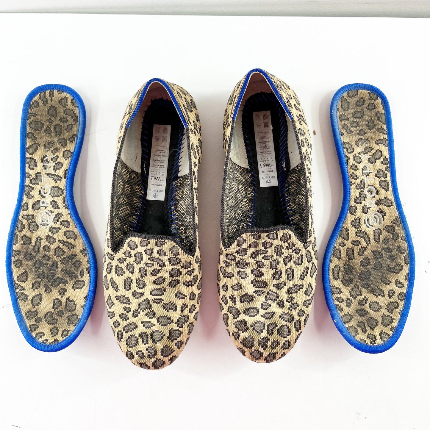 Rothys Spotted Leopard Print Slip On Round Toe Loafers Flat Tan 6.5