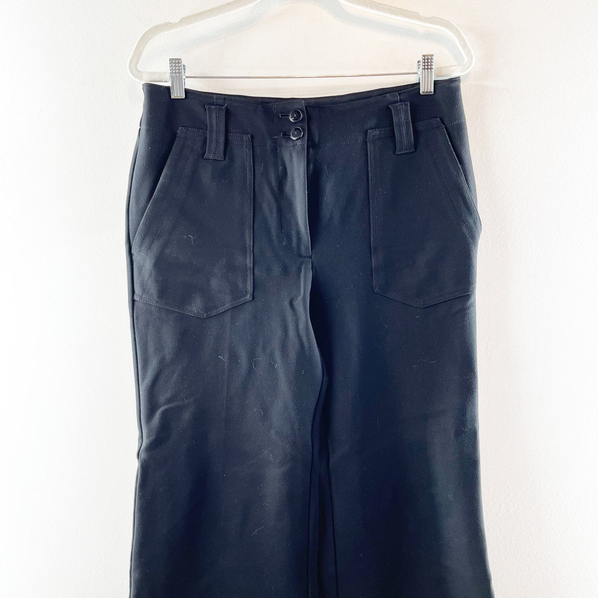 Maeve Anthropologie Naomi High Rise Wide Leg Flare Ponte Pants Black 10