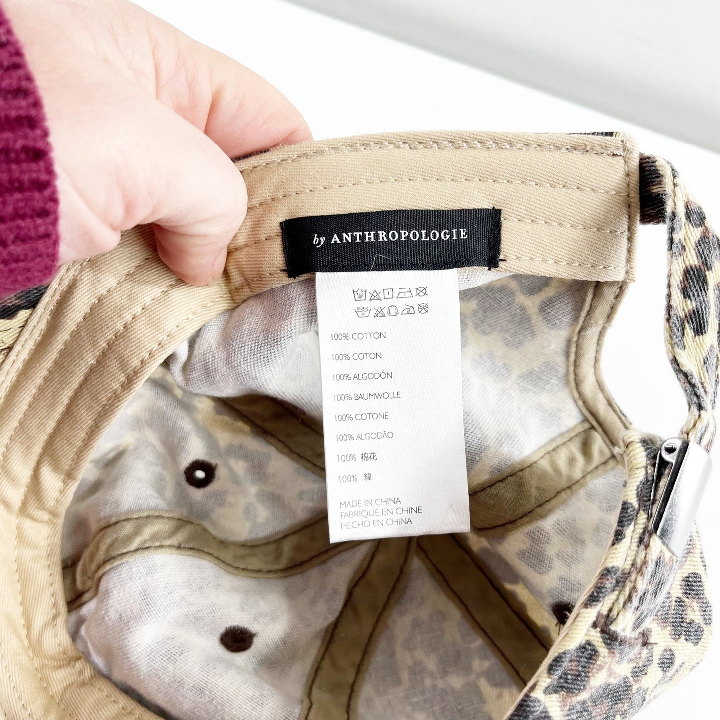 Anthropologie Adjustable Leopard Print Baseball Hat Cap Tan Black