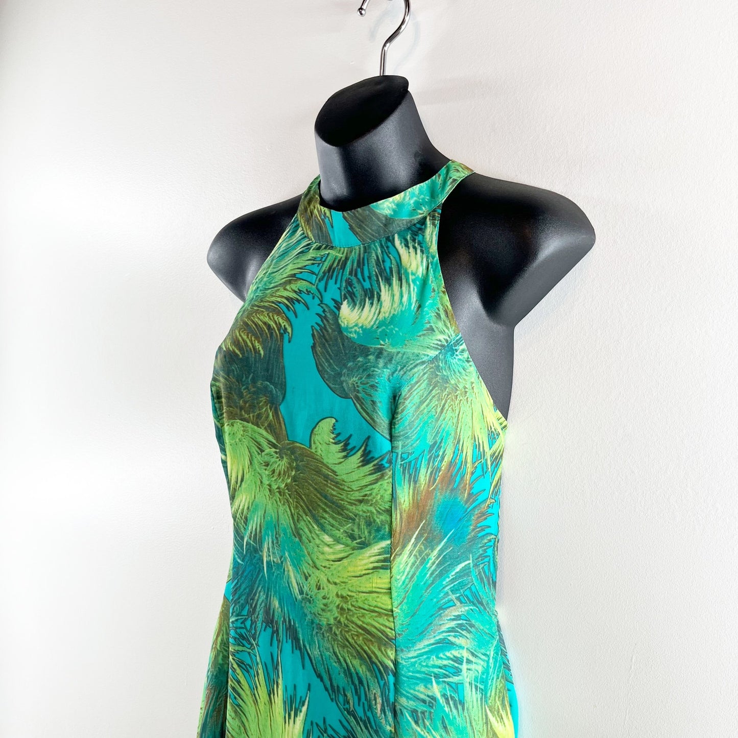 Lulus Tropic Of Discussion Floral Tropical High Neck Maxi Dress Green Medium