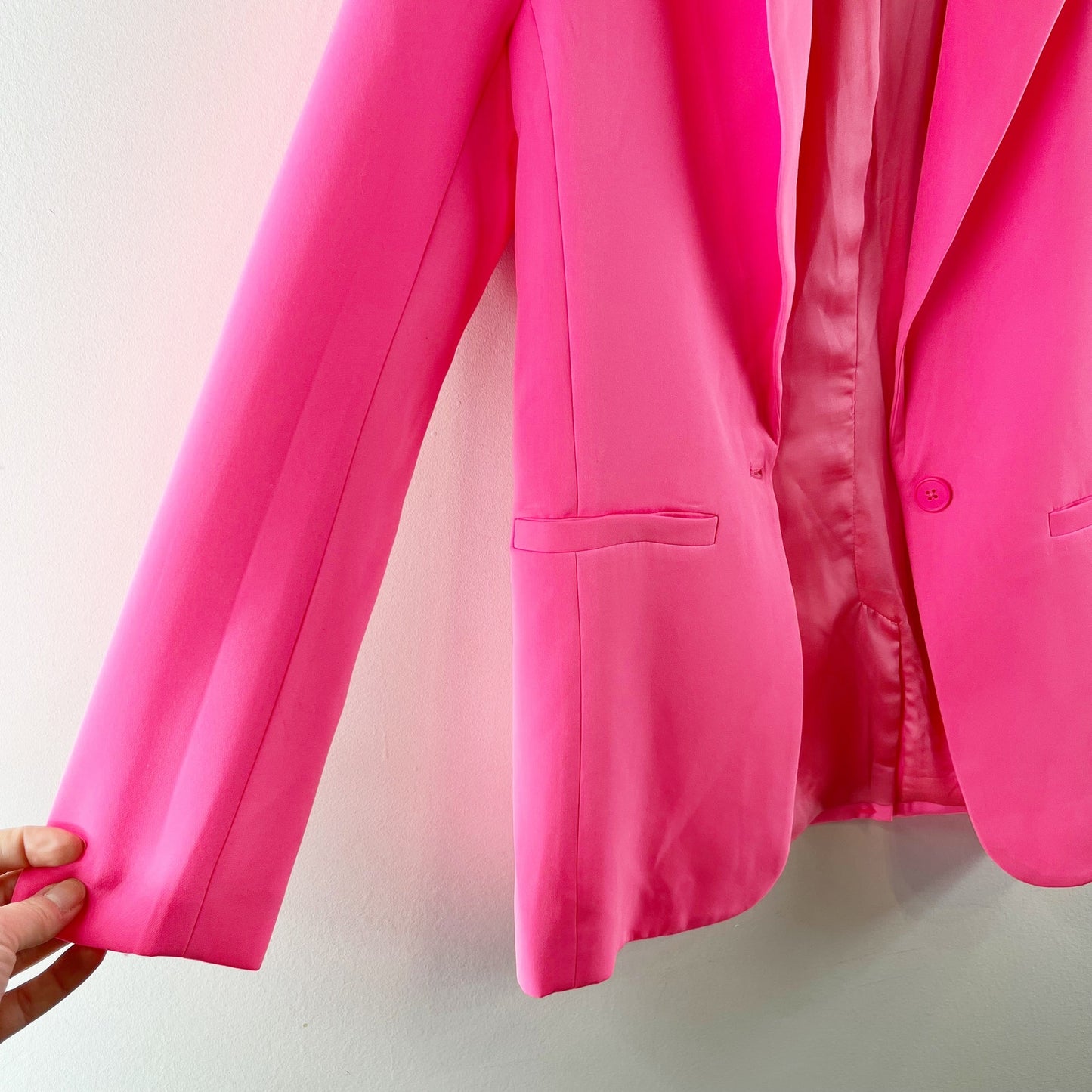 Endless Rose Oversized Single Breasted Boyfriend Blazer Hot Pink Small