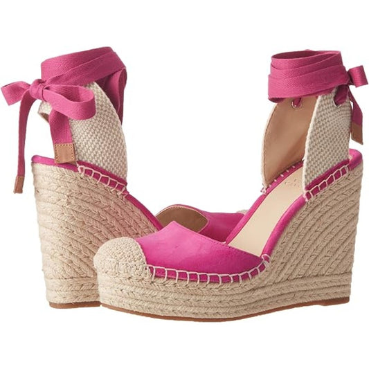 Vince Camuto Alindra Ankle Strap Espadrille Wedge Sandals Fireball Fuchsia 7