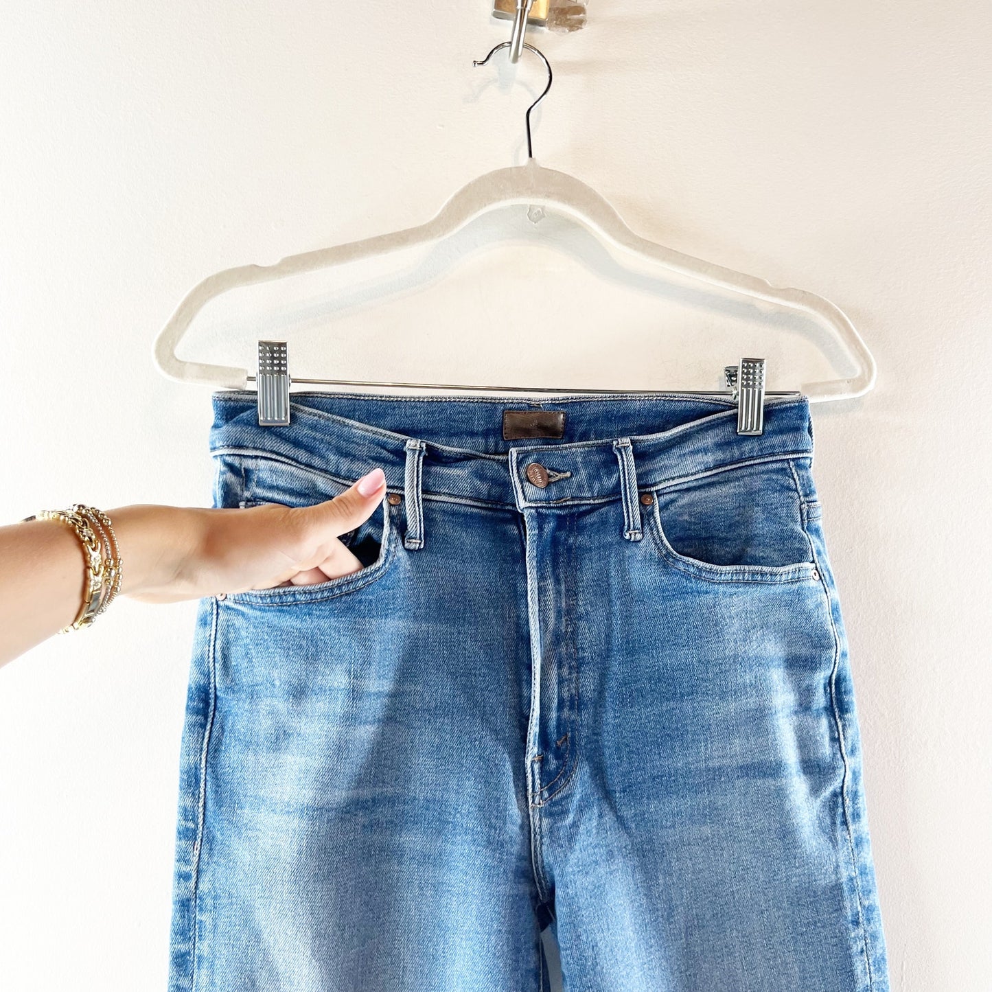 Mother The Insider Step Fray Denim Crop Bootcut Jeans Work Hard Play Hard 29