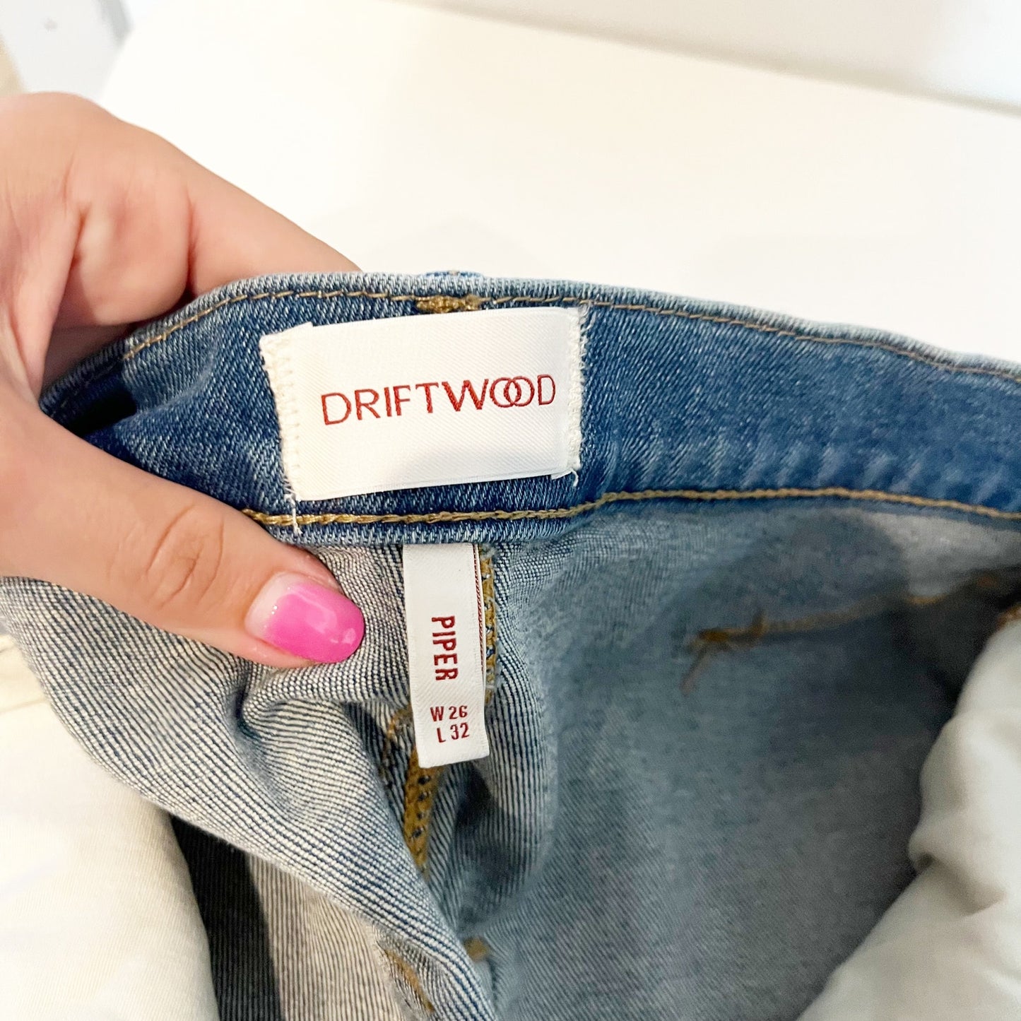 Driftwood Piper Embroidered Floral Midi Denim Skirt with Front Slit Blue 26